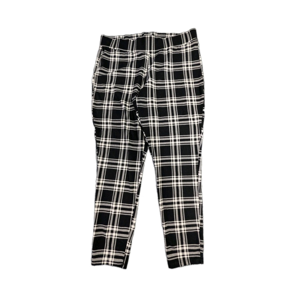 Torrid Leggings Womens 2 2X Black White Plaid Cropped Stretch Pull On Academia